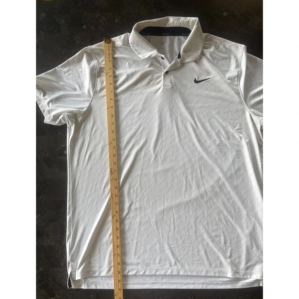 Nike Golf Dri-FIT Polo Shirt Men XL White Grey Streak Pattern Performance Resort